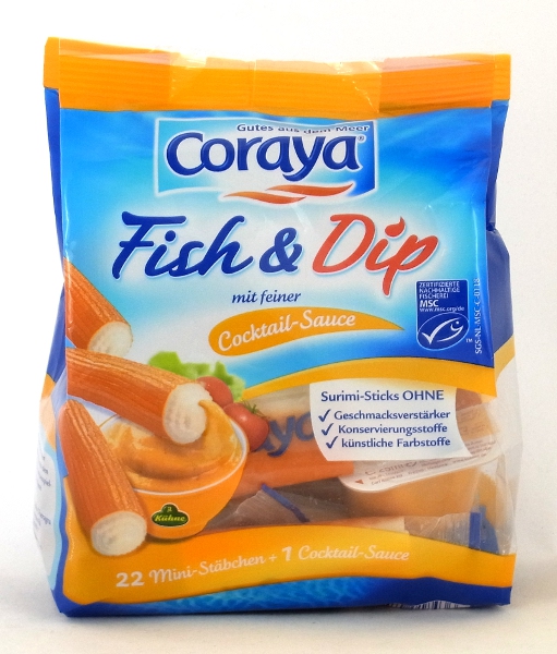 Coraya Fish und Dip mit feiner Cocktail Sauce Lebensmittelklarheit