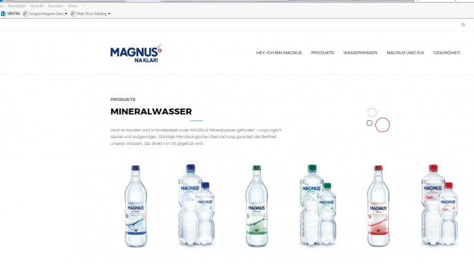 Produktangebot Magnus Mineralwasser auf magnus-mineralbrunnen.de, Screenshot vom 12.06.2017