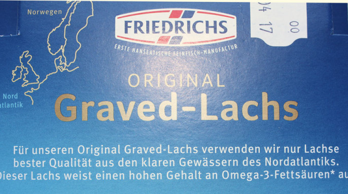 Werbung Rückseite, Friedrichs Original Graved-Lachs
