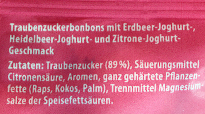 Zutaten, intact Joghurt-Mix Traubenzucker  