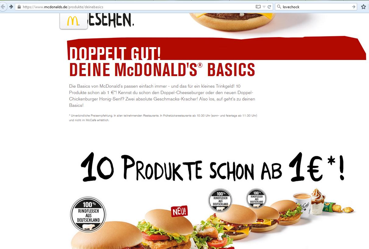 Angebots Werbung 1 Euro Auf Mcdonalds De Lebensmittelklarheit