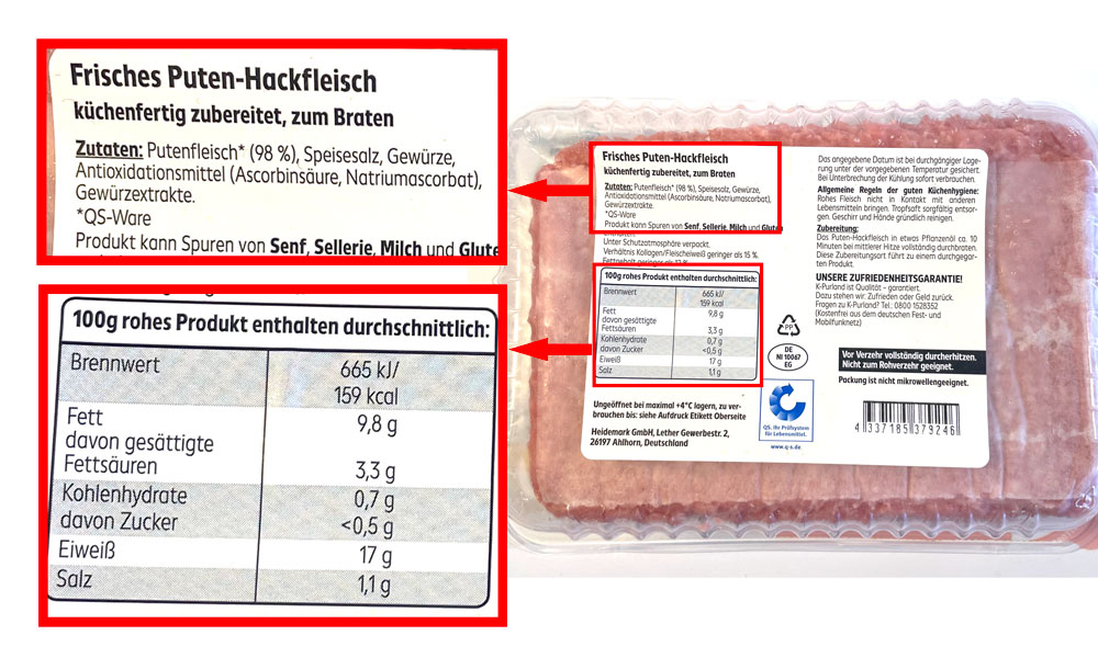 Purland Frisches Puten-Hackfleisch, küchenfertig zubereitet |  Lebensmittelklarheit