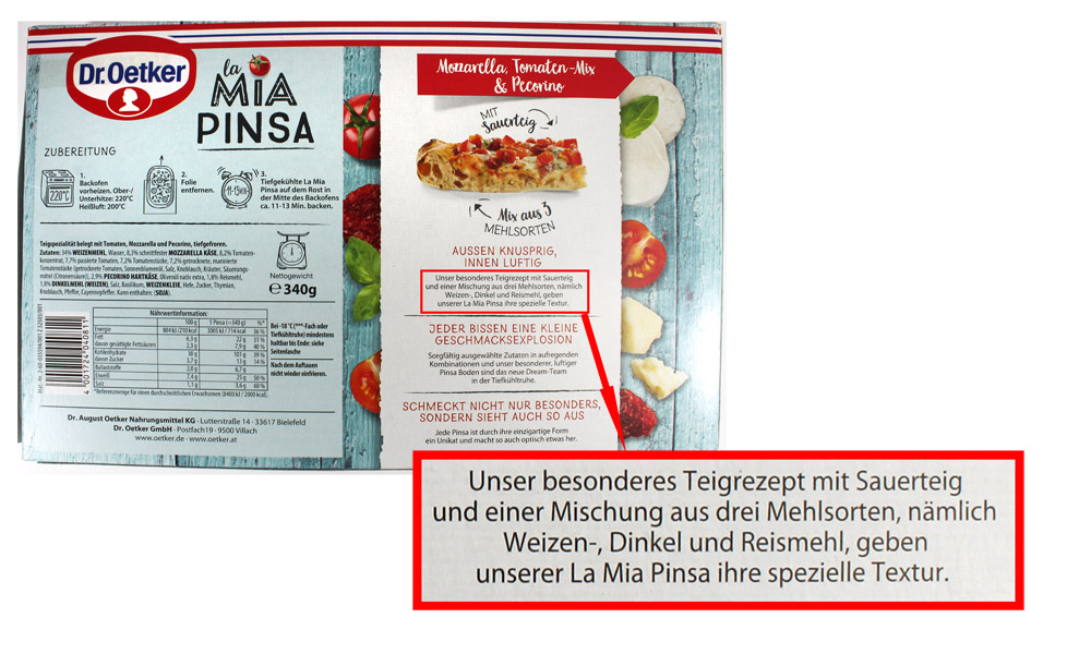 | La Pinsa Oetker Lebensmittelklarheit Mia Dr.