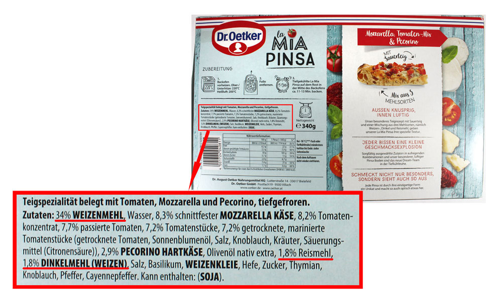 Dr. Oetker La Mia Pinsa | Lebensmittelklarheit