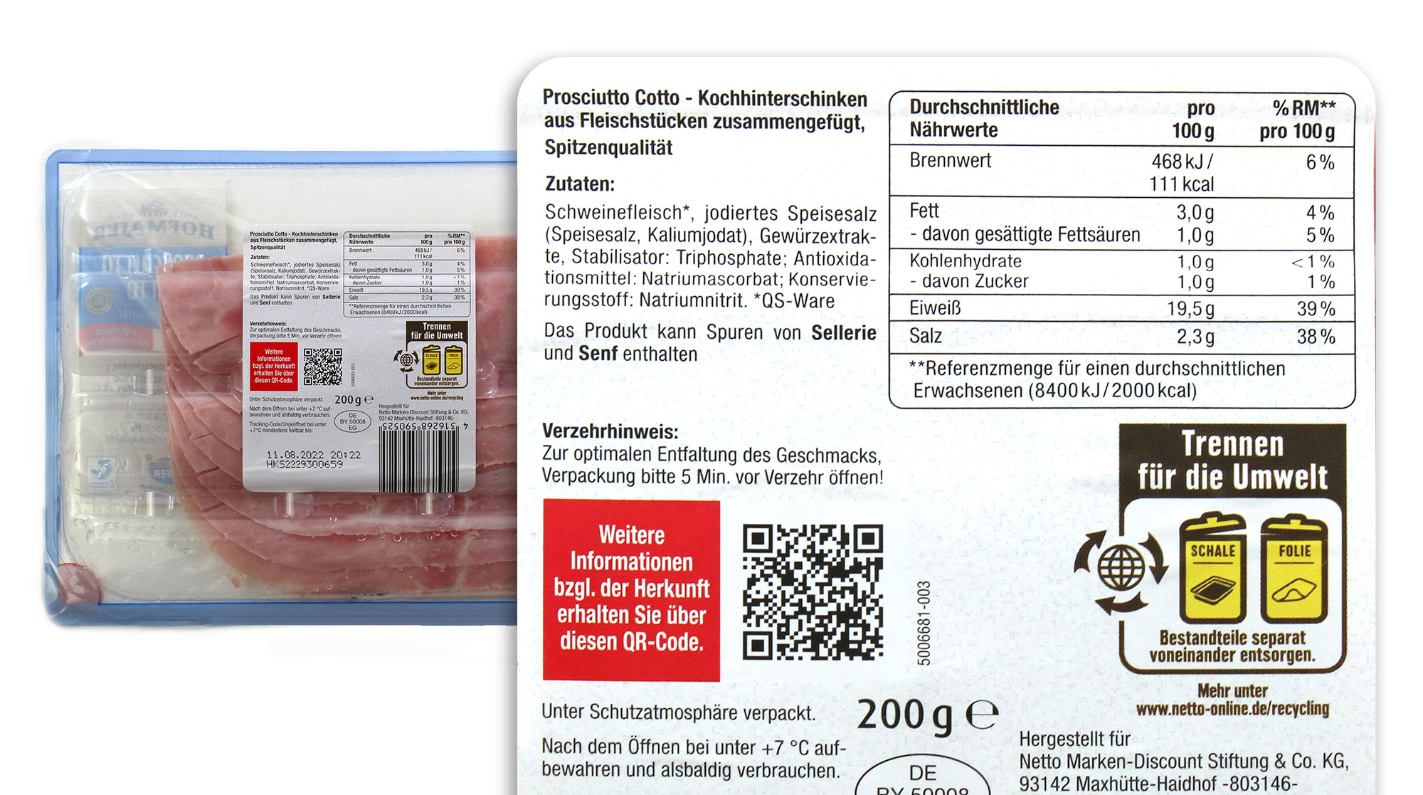 Hofmaier Prosciutto cotto Spitzenqualität Lebensmittelklarheit