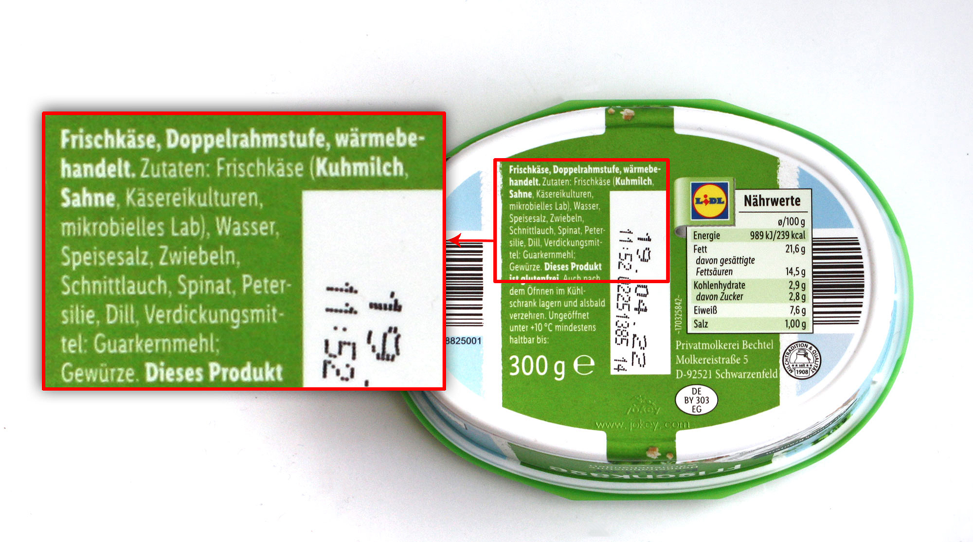 Milbona Frischkäse Kräuter | Lebensmittelklarheit