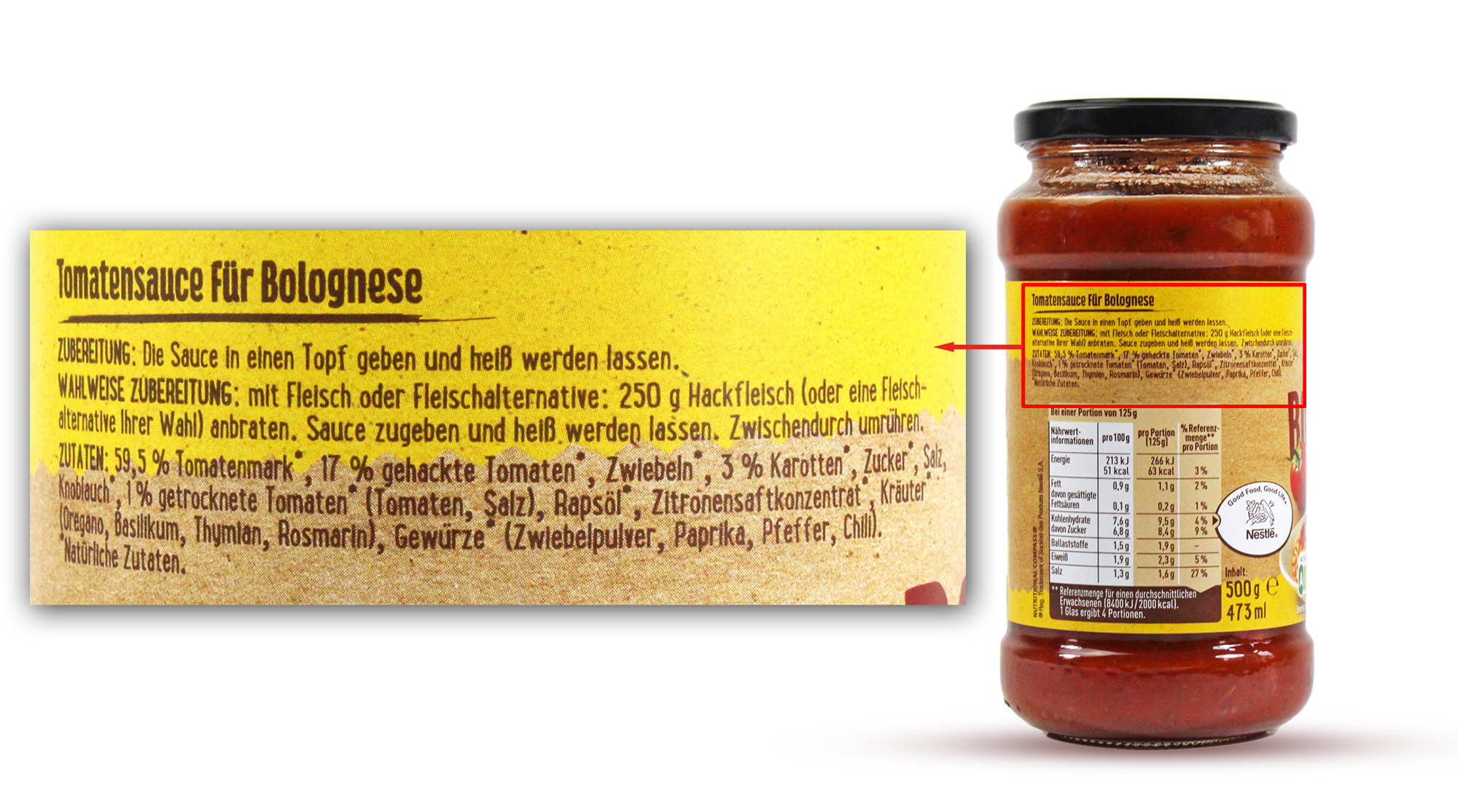 Maggi Bolognese Basis Lebensmittelklarheit