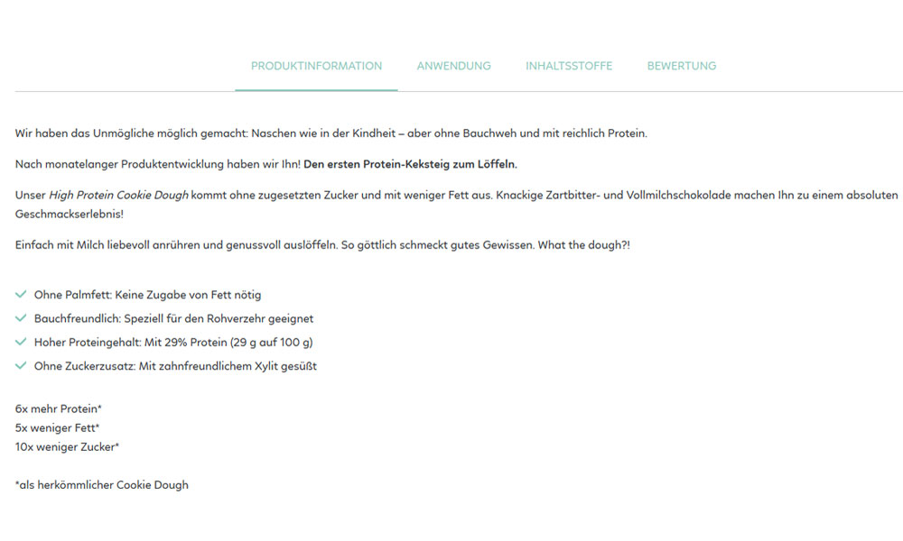 OnlineAngebot High Protein Cookie Dough Lebensmittelklarheit