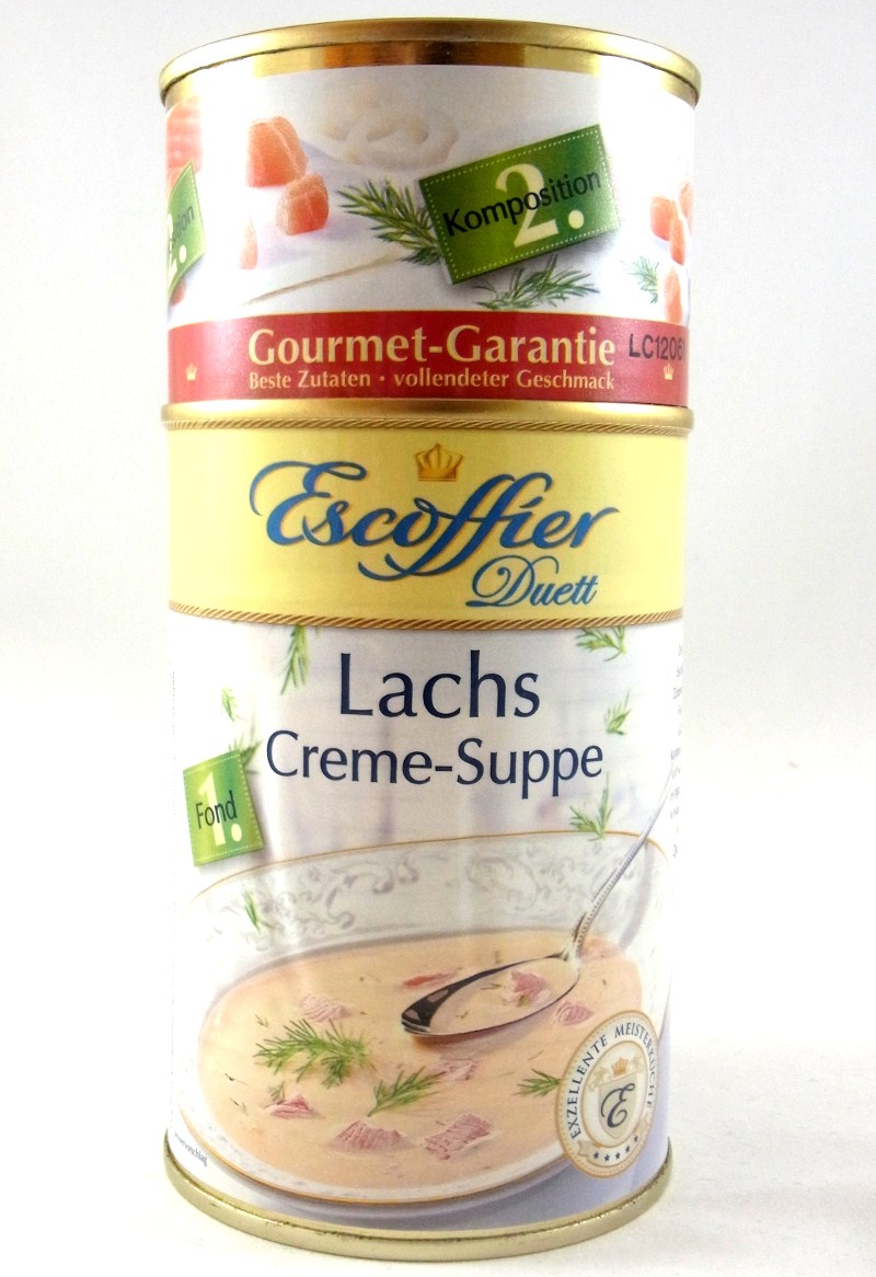Escoffier Duett Lachs CremeSuppe Lebensmittelklarheit