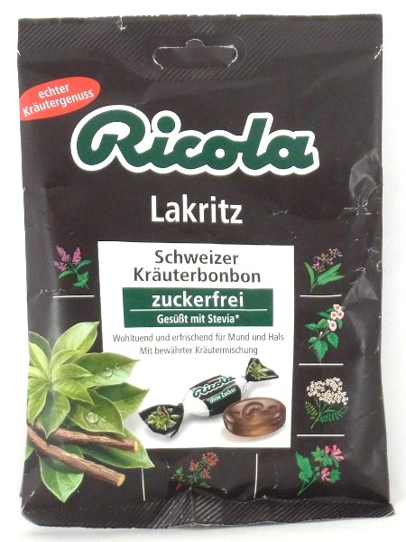 Ricola Lakritz Schweizer Kräuterbonbon, zuckerfrei, gesüßt mit Stevia ...