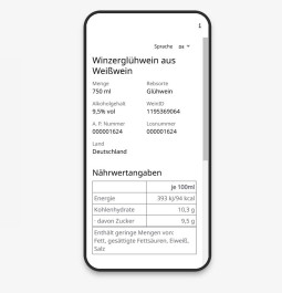 Smartphone mit beispielhafter Nährwertkennzeichnung
