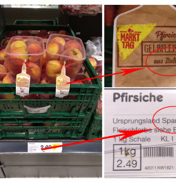 Pfirsiche Netto - unterschiedliche Herkunftsangaben