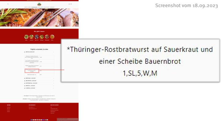 Wochenkarte, Thüringer Rostbratwurst/Thüringer Roster, metzgerei-franz-gmbh.de, 18.09.2023