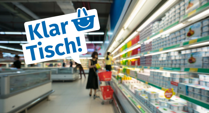 Supermarkt-Einkauf-Logo-Klartisch