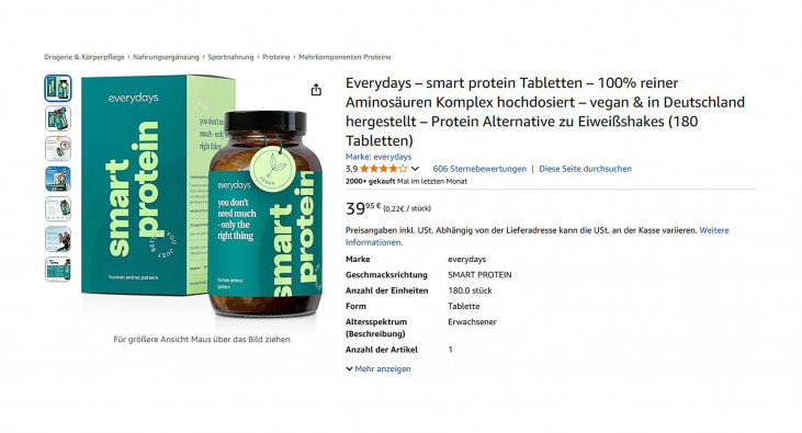 Angebot‚ Everydays – smart protein Tabletten, Amazon.de, 14.01.2025