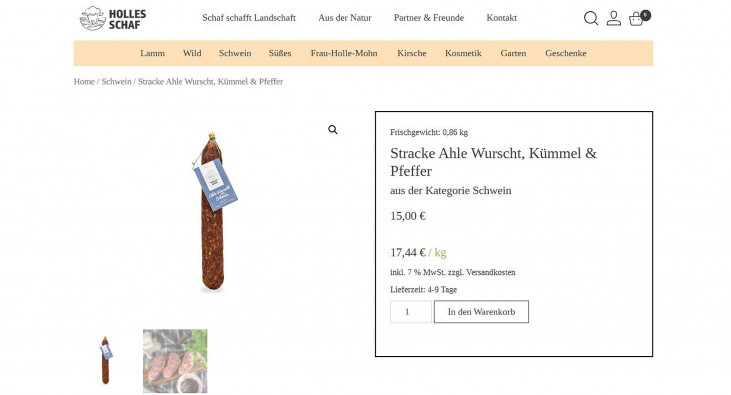 Angebot Stracke Ahle Wurscht Kümmel & Pfeffer, Holles-schaf.de, 20.02.2025