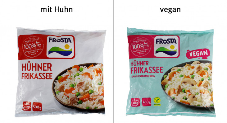 Frosta Hühner Frikassee, mit Huhn und vegan 