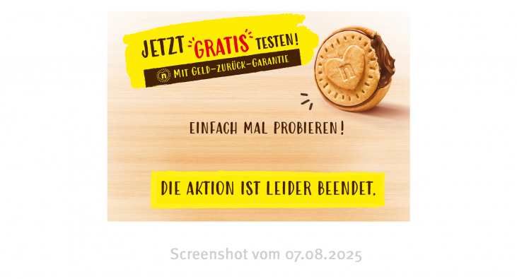 Aktion Jetzt Gratis testen, Nutella.com, 07.08.2025 Aktion Jetzt Gratis testen, Nutella.com, 07.08.2025