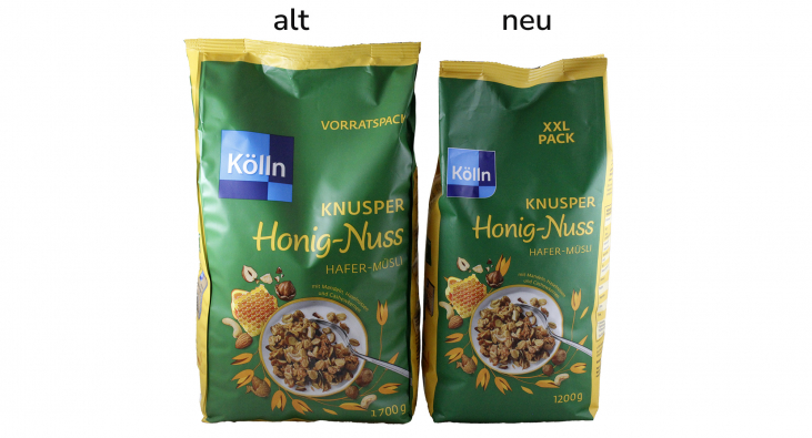 Kölln Knusper Honig-Nuss Hafer Müsli, alt und neu