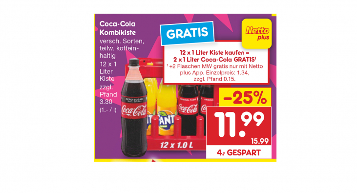 Angebot Coca Cola Kombikiste, Netto Angebotsprospekt 17.-22.11.2025, Seite 1 Angebot Coca Cola Kombikiste, Netto Angebotsprospekt 17.-22.11.2025, Seite 1