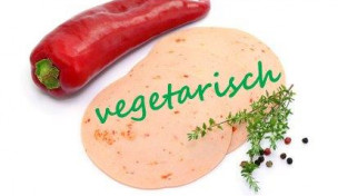 Wurst mit Schriftzug "vegetarisch" Wurst mit Schriftzug "vegetarisch"
