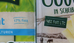 Unterschiedliche Angaben für den Fettgehalt auf Käse