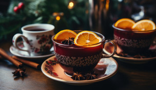 Glühwein mit Orangen