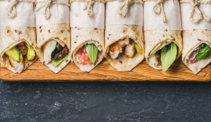 Mehrere fertig verpackte Wraps