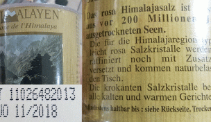 Himalayasalz mit Haltbarkeitsdatum