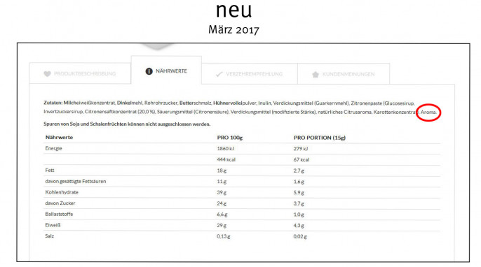 ; neu: Zutaten + Nährstoffe, Kekse Vanille, amapur.de, 3/2017 