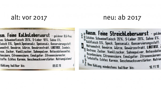 Setzer feine Kalbsleberwurst Zutaten alt/neu