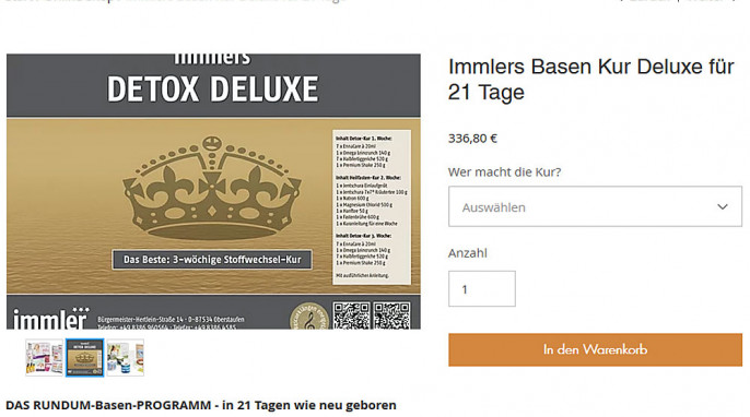 Angebot Online-Shop, Immlers Basen Kur Deluxe, naturprodukte-immler.com, 18.03.2020