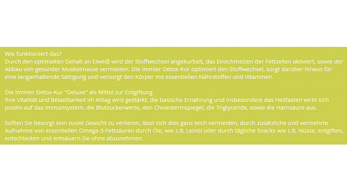 Beschreibung, Immler Detox Deluxe 21 Tage Stoffwechselkur, naturprodukteimmler.com, 18.03.2020