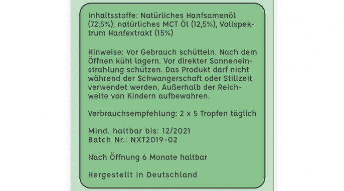 Produktinformationen, Hanfgeflüster Vollspektrum CBD Öl 15 Prozent, hanfgeflüster.de, 16.04.2020