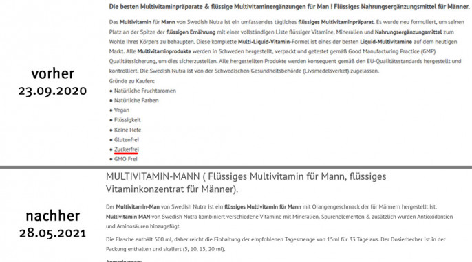 alt: Werbung, Swedish Nutra Man Mulitvitamin, lemeda.de, 23.09.2020; neu: 28.05.2021