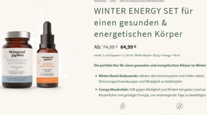 Angebot + Werbung Skingood garden, Winter Energy Set, skingood.de, 27.01.2021