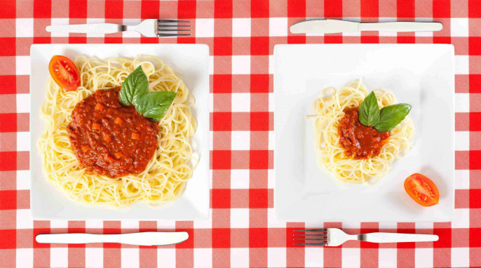 Spaghetti: kleine und große Portion