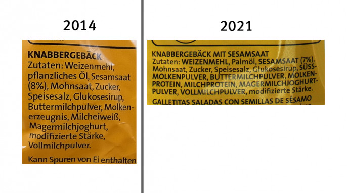 Zutaten, Funny-frisch Gold Fischli Sesam, 2014; 2021