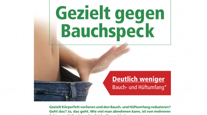 Werbung „Gezielt gegen Bauchspeck“, Flyer Reformhaus Angebote im Januar/Februar 2019, Seite 2