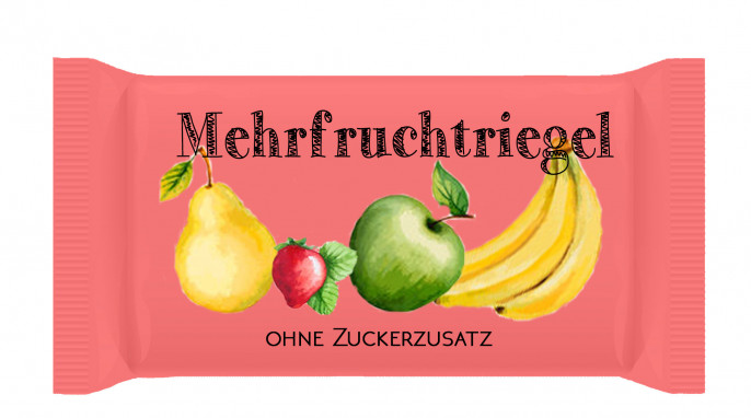 Mehrfruchtriegel mit 50 Prozent Frucht, ohne Zuckerzusatz, anbieterneutral