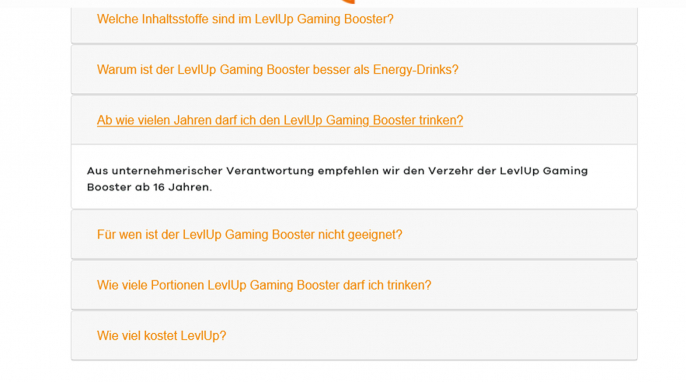 Informationen zu Inhaltsstoffen, levlup.de, 26.08.2021 