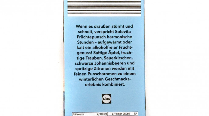 Rückseite, Solevita Früchte Punsch