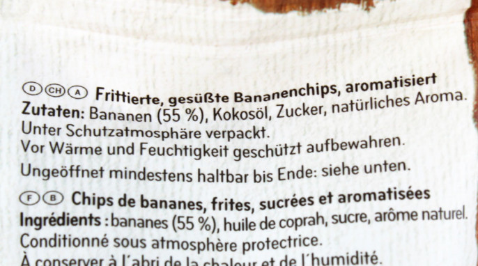 Zutaten, Seeberger Bananenchips