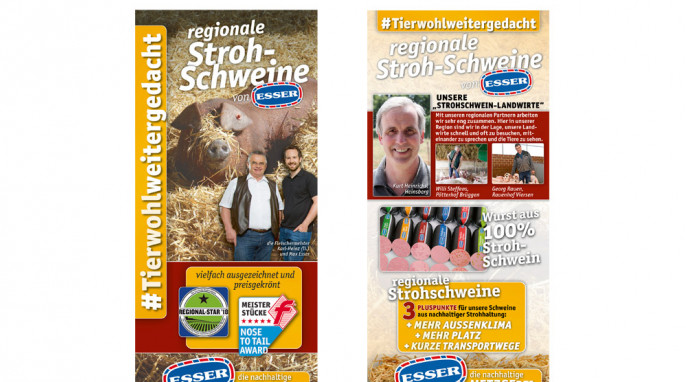 Metzgerei Esser, Flyer zweiseitig „#Tierwohlweitergedacht“ 