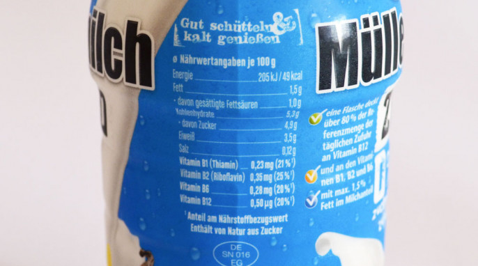 Nährwerte, Müllermilch Zero