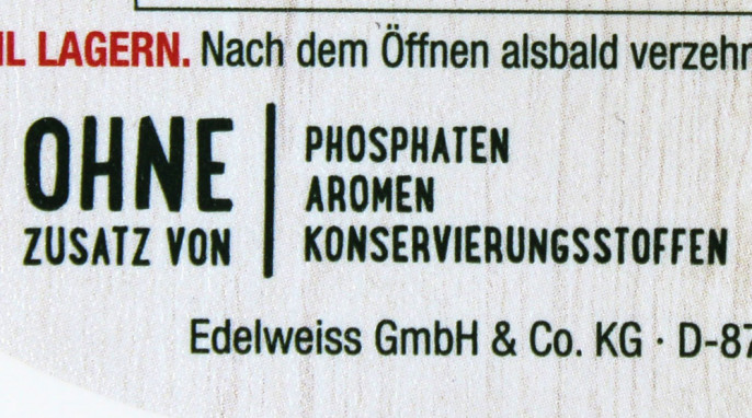 Werbung, Milkana, Beispiel Sorte Alpenpur mit Alpenrahm