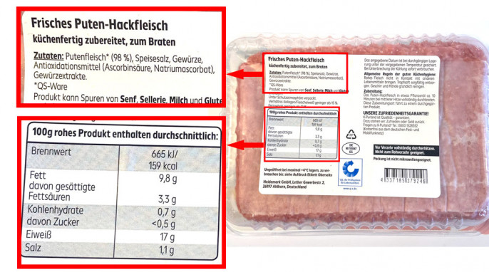 Rückseite, Purland Frisches Puten-Hackfleisch