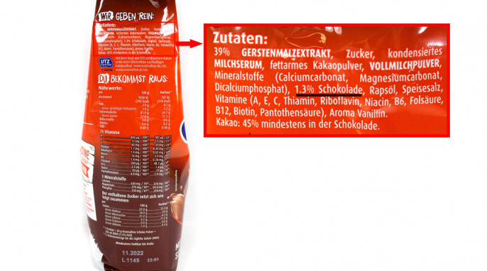 Zutaten, Ovomaltine Extra Schoko 