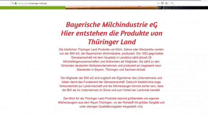 Informationen, thueringer-milch.de, 12.03.2019