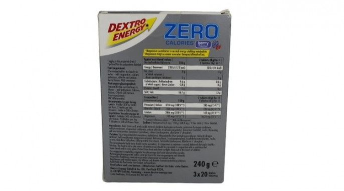 Dextro Energy* Zero Calories° Rückseite